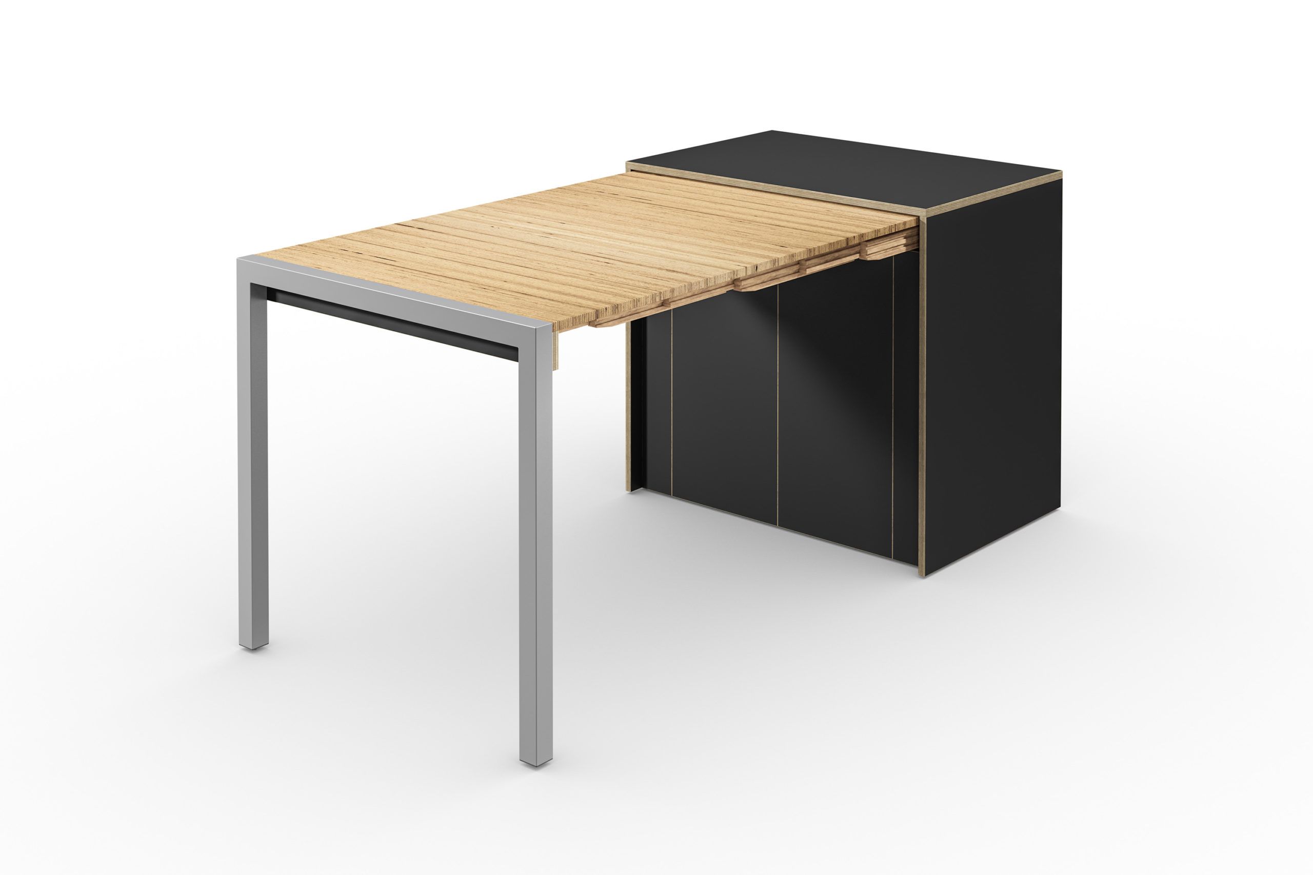 Sideboard mit ausziehbarem Schreibtisch, supermatt schwarz/Buchen-Furnierschichtholz – ALWIN’S ROOM & BOARD SIDEBOARD