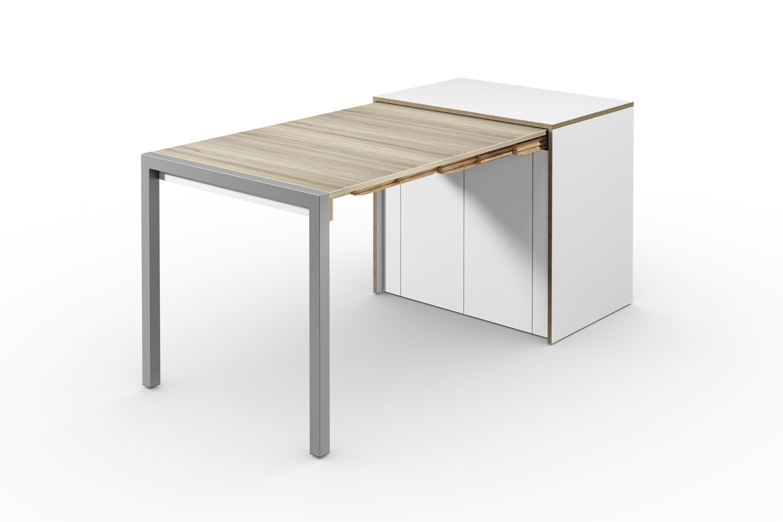 Sideboard mit ausziehbarem Schreibtisch, weiß/Vintage Eiche – ALWIN’S ROOM & BOARD SIDEBOARD