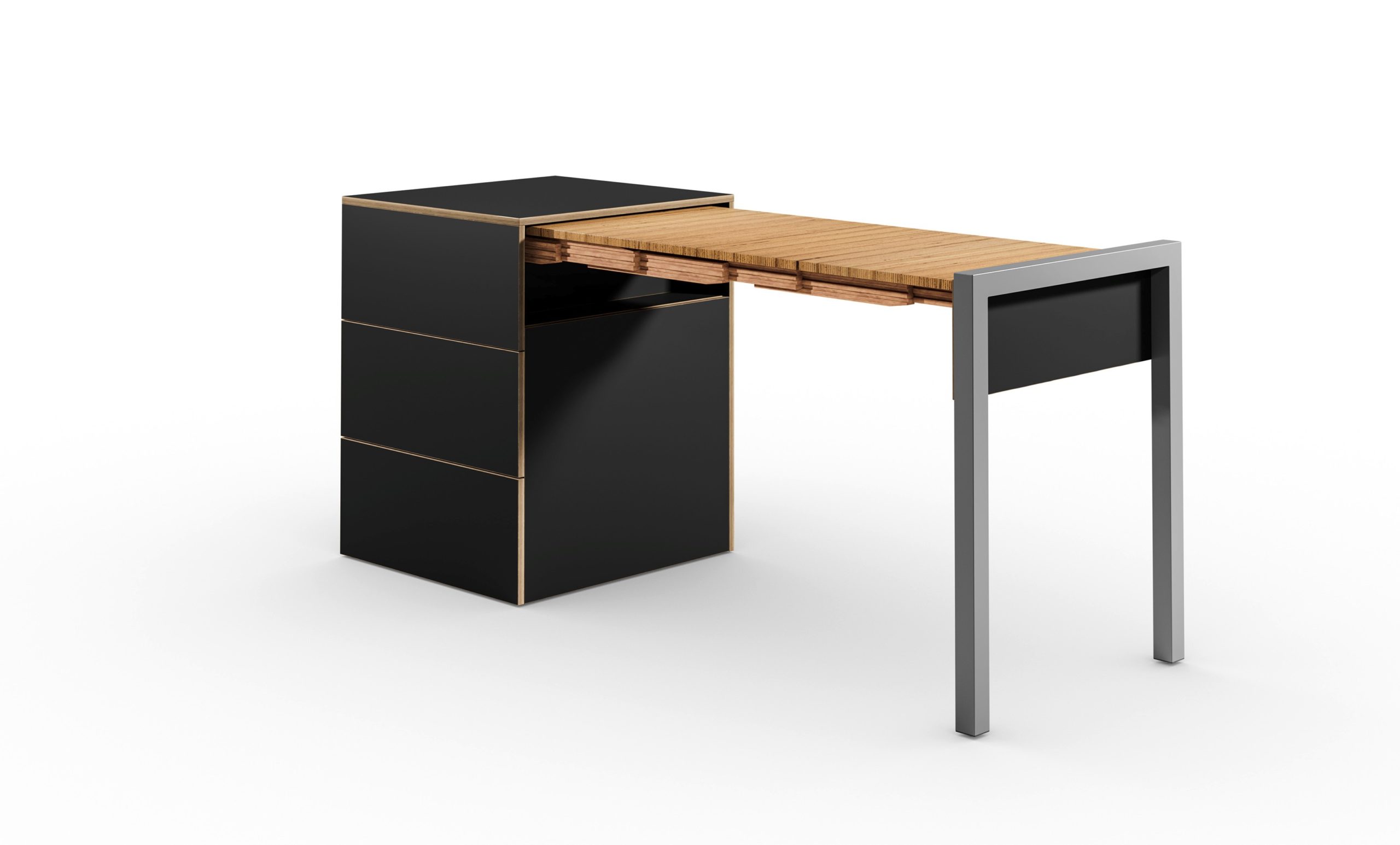 ALWIN SPACE BOX Schubladen geschlossen schwarz Buche rechts scaled