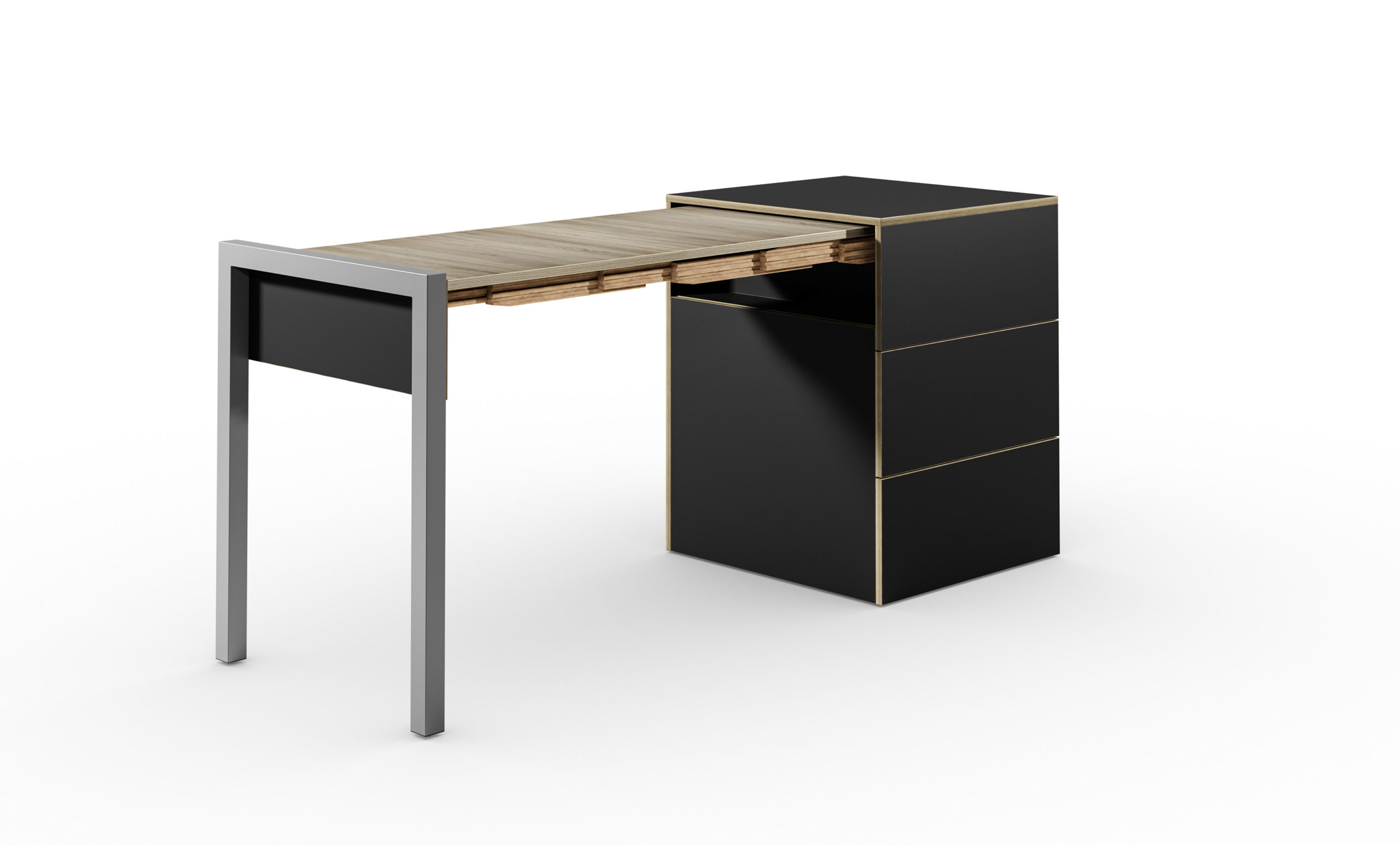 ALWIN SPACE BOX Schubladen geschlossen schwarz Eiche scaled