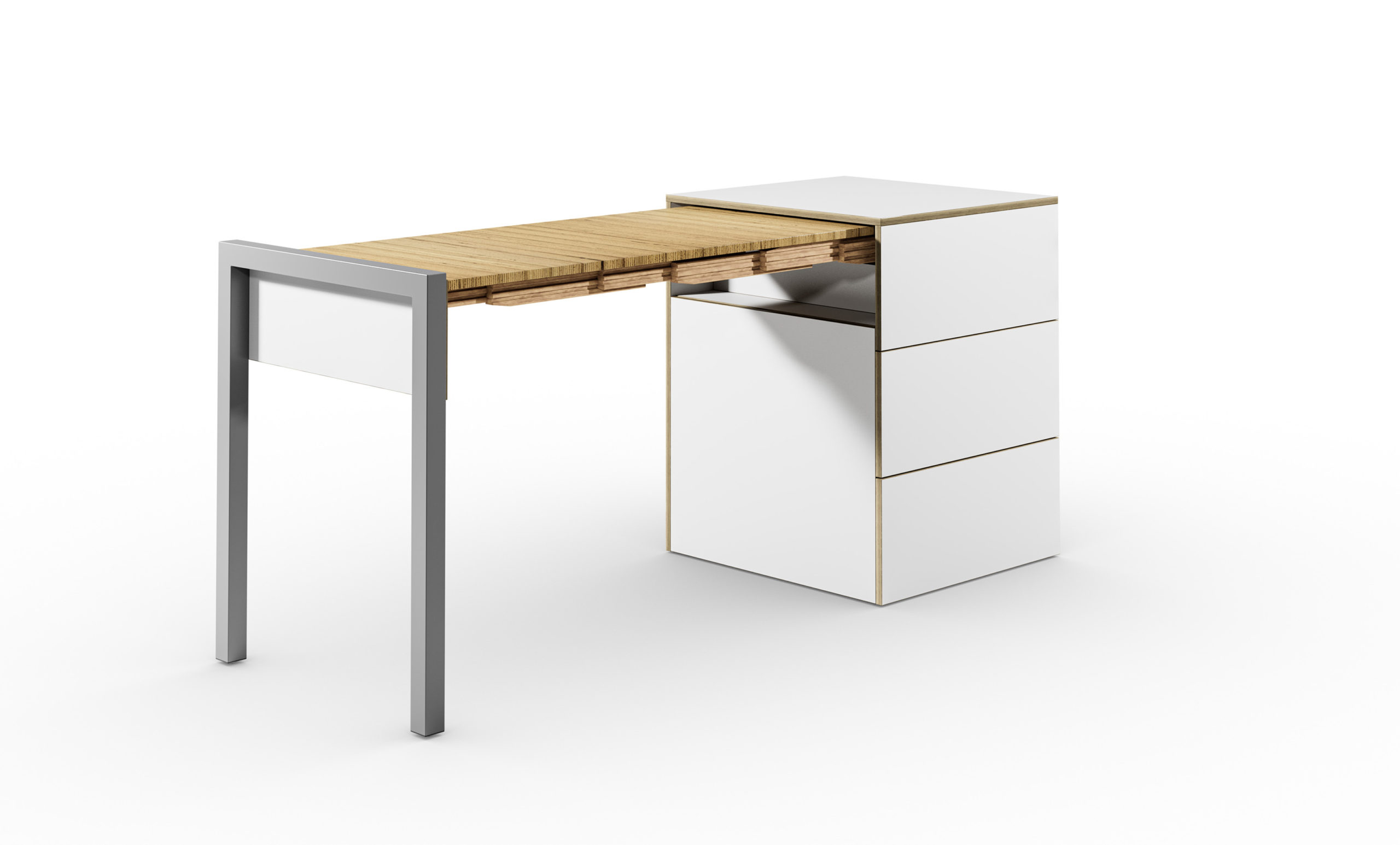 ALWIN SPACE BOX Schubladen geschlossen weiss Buche scaled