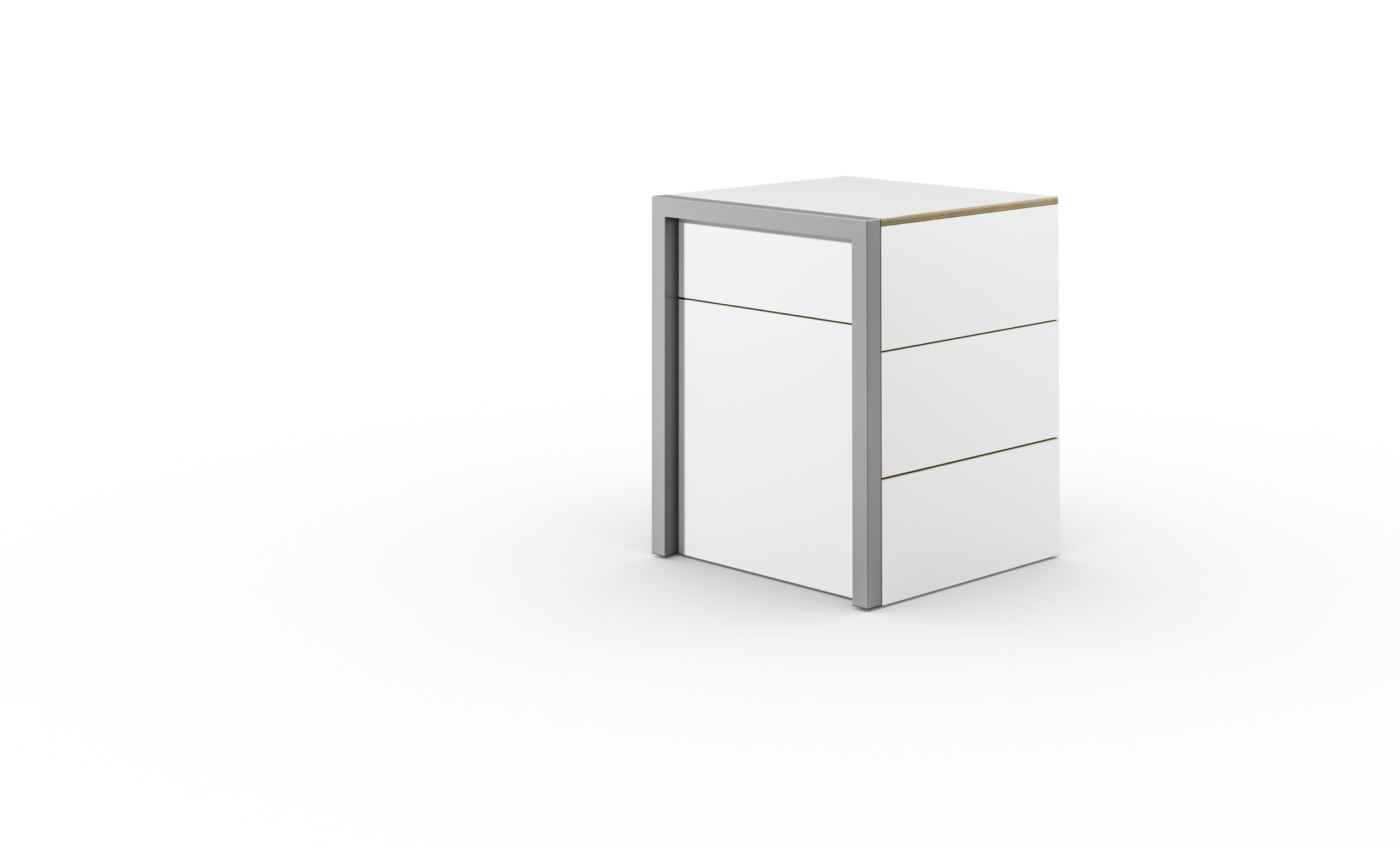 ALWIN SPACE BOX Schubladen geschlossen weiss Buche Phase 0 scaled