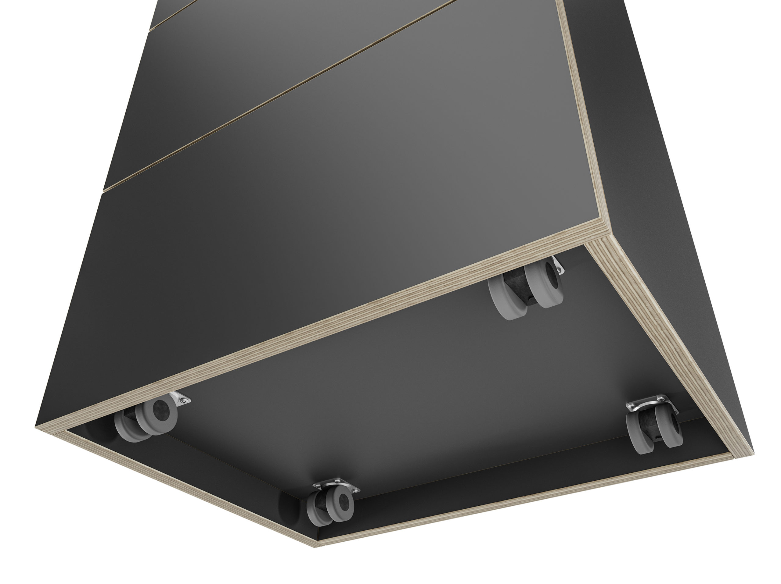 CL Cabinet Schwarz Detail Untersicht Rollen scaled