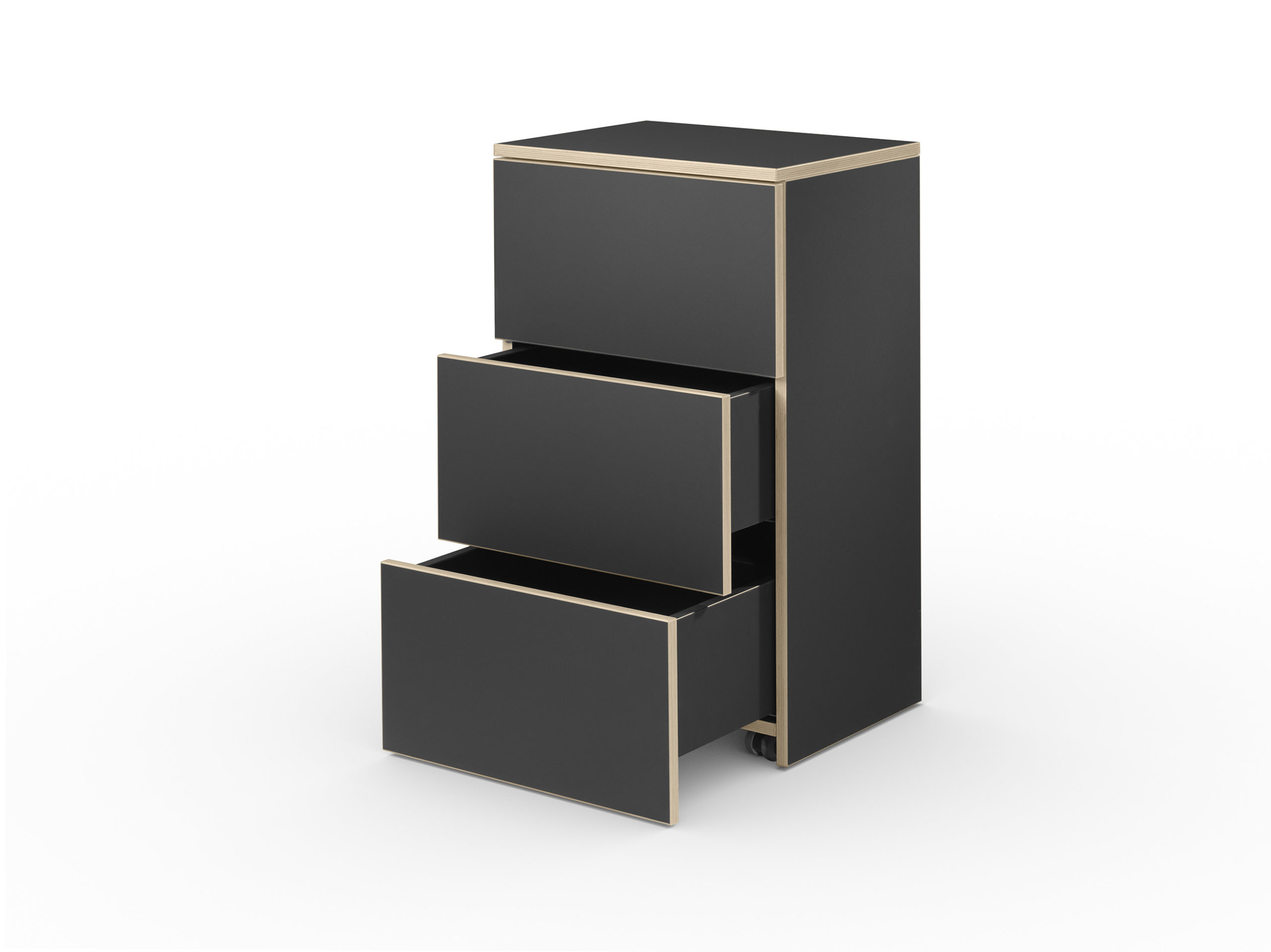 CL Cabinet Schwarz Schubladen offen scaled