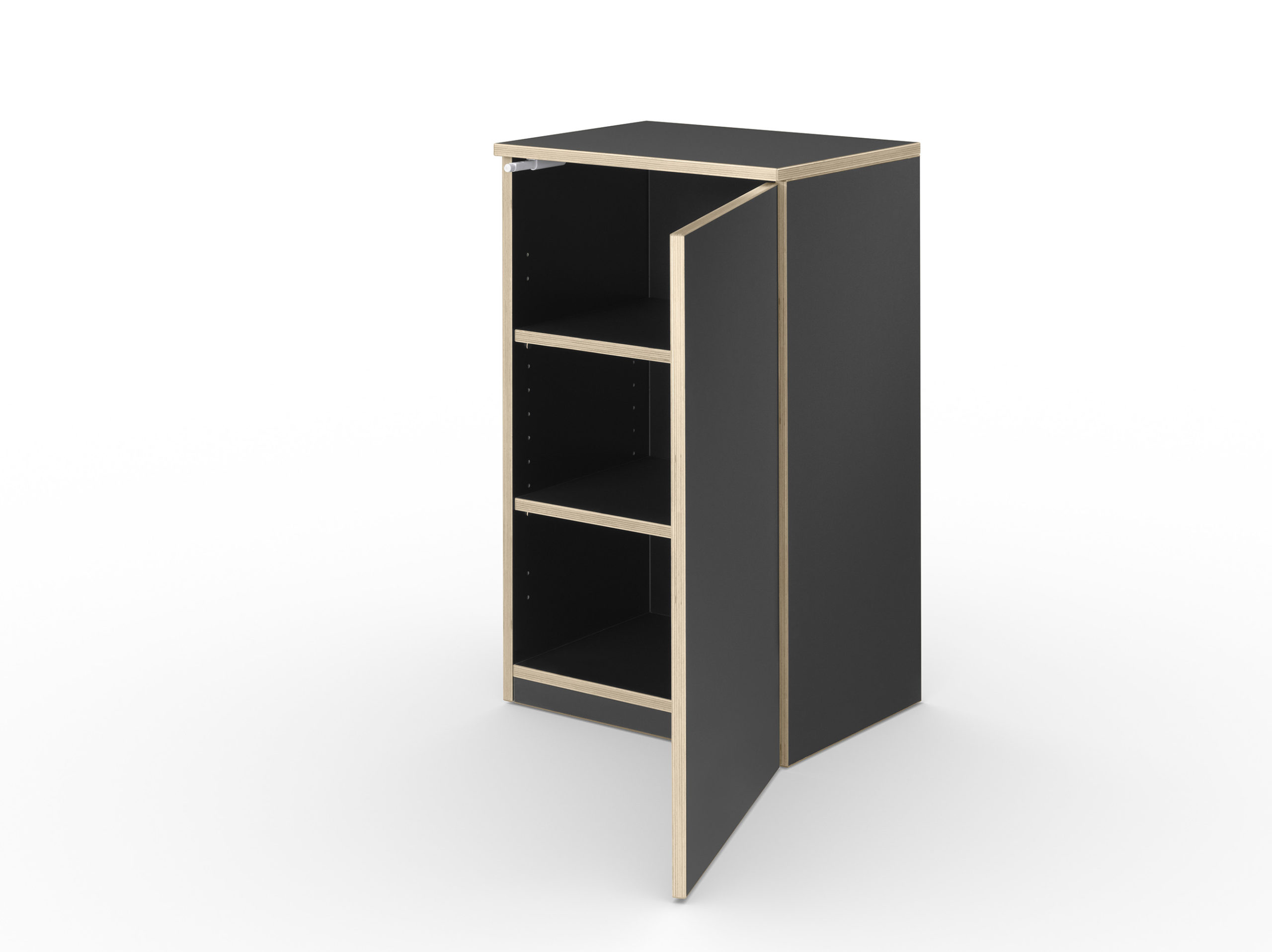 CL Cabinet Schwarz Tuer Rechts offen scaled