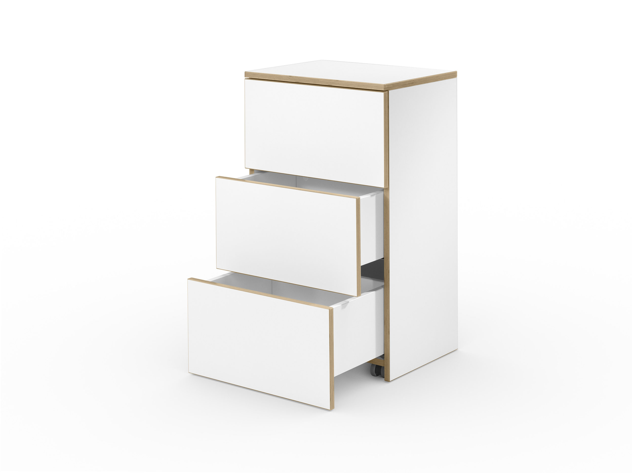 CL Cabinet Weiss Schubladen offen scaled